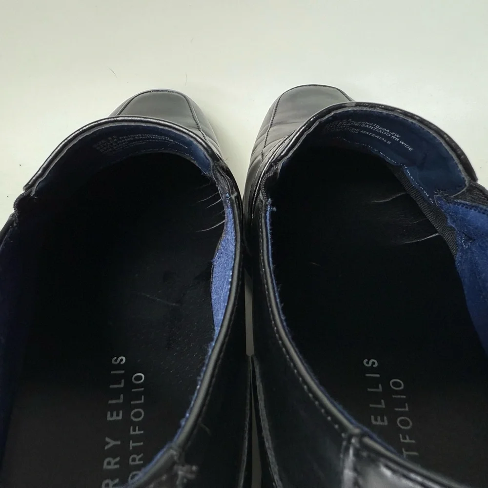 Perry Ellis Black Leather Slip-On Loafers